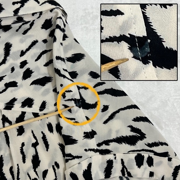 Rails Whitney Print Shirt Cheetah Blouse Short Sleeve Ivory Black M Medium - Picture 6 of 15